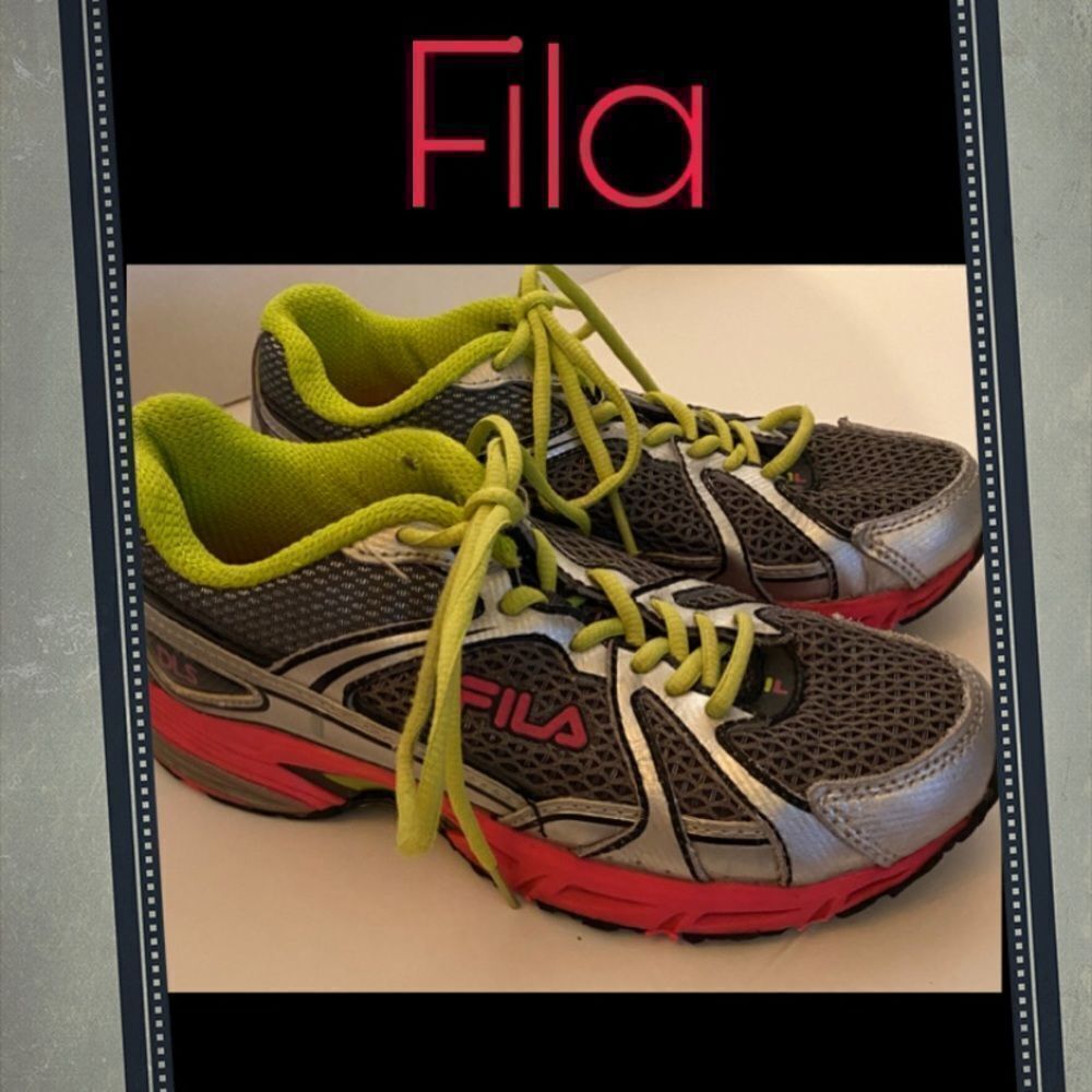 Fila Girl’s Silv Pink Lime Tennis Shoes Sneakers 4